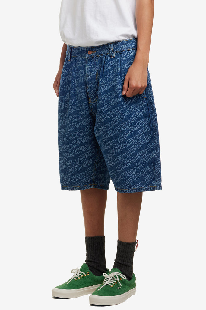 BAGGY PLEATED DENIM SHORTS - WORKSOUT WORLDWIDE