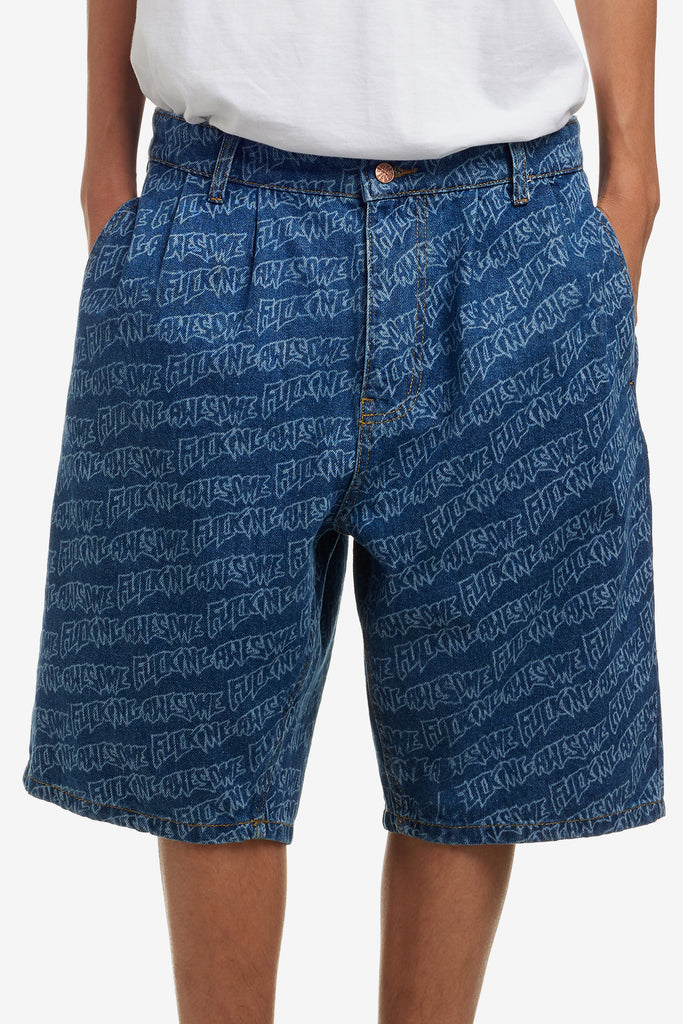 BAGGY PLEATED DENIM SHORTS - WORKSOUT WORLDWIDE