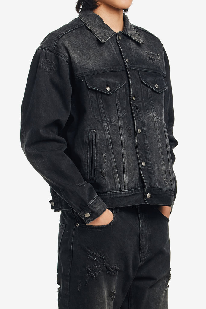 DISTRESSED DENIM JACKET - WORKSOUT WORLDWIDE