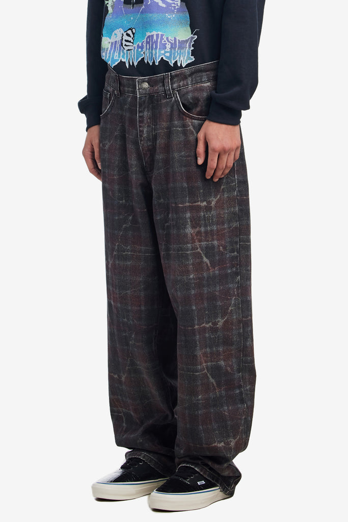 DISTRESSED PLAID FECKE JEANS - WORKSOUT WORLDWIDE