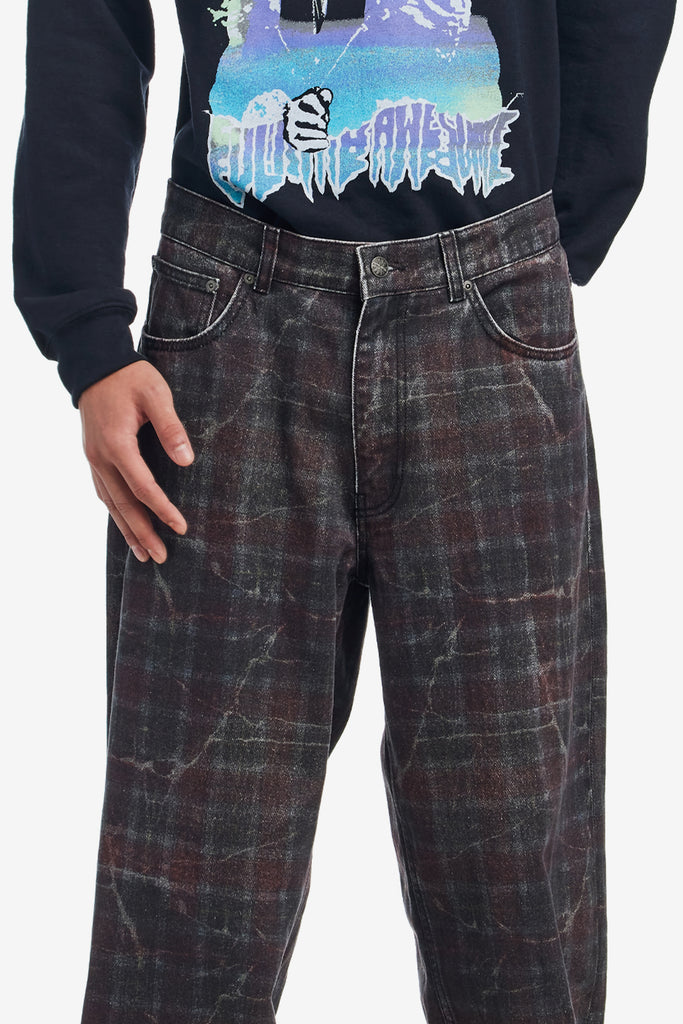 DISTRESSED PLAID FECKE JEANS - WORKSOUT WORLDWIDE