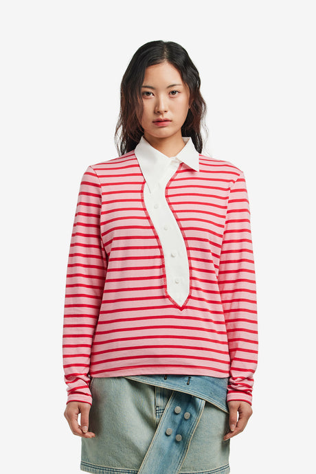 CURVY PLACKET LONG SLEEVES TOP