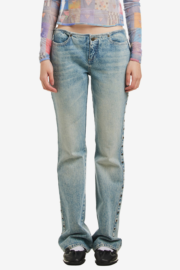 EYELET LOWRISE DENIM PANT - WORKSOUT WORLDWIDE