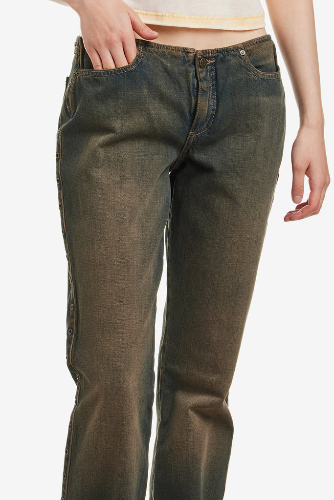 EYELET LOWRISE DENIM PANT - WORKSOUT WORLDWIDE