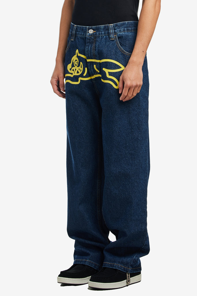 RUNNING DOG DOUBLE SCOOP DENIM PANTS - WORKSOUT WORLDWIDE
