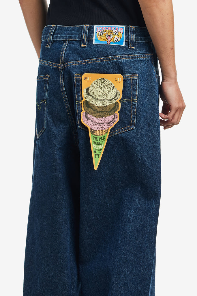 RUNNING DOG TRIPLE SCOOP DENIM PANTS - WORKSOUT WORLDWIDE