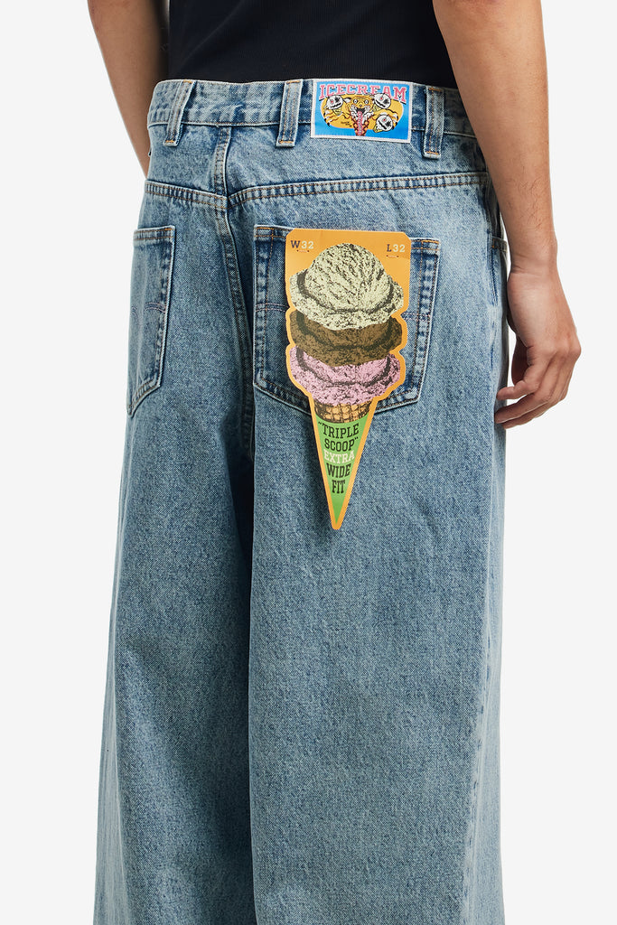 RUNNING DOG TRIPLE SCOOP DENIM PANTS - WORKSOUT WORLDWIDE