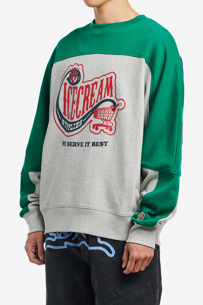 CONVENIENCE STORE PANELLED CREWNECK - WORKSOUT WORLDWIDE