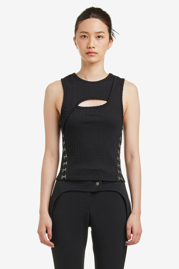 YIN YANG DIAGONAL HOOK SLEEVELESS - WORKSOUT WORLDWIDE