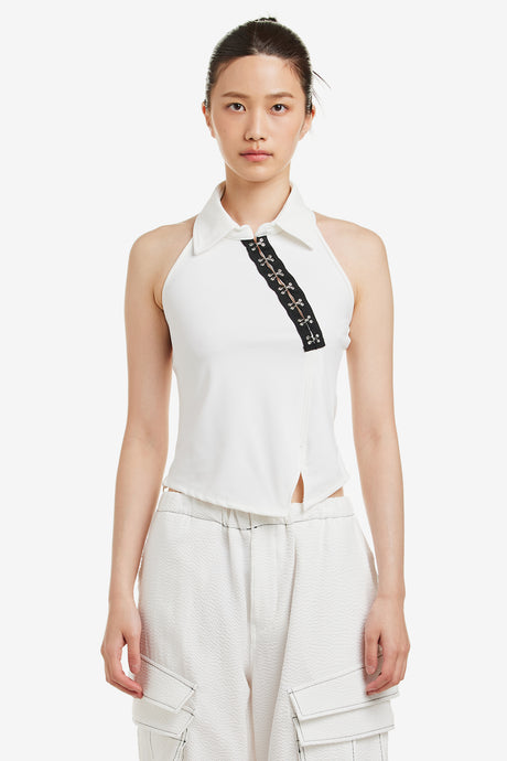 DIAGONAL HOOK HALTERNECK SLEEVELESS