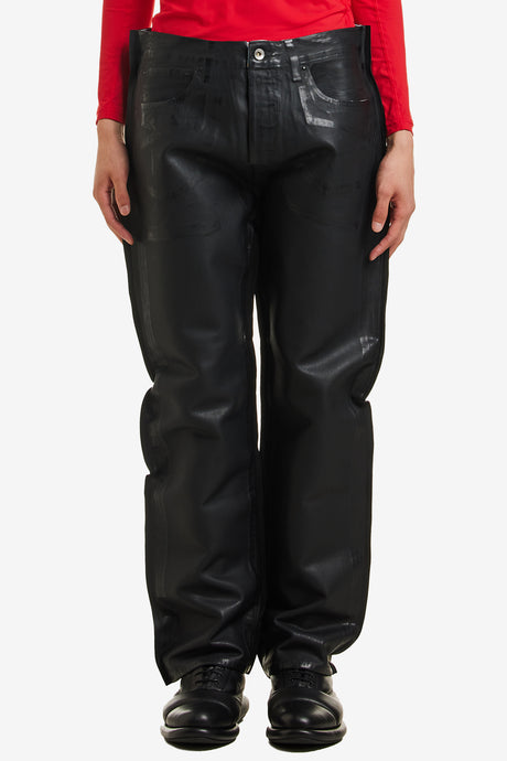 RE-EDITED OVERPRINTED PU LEATHER JEANS