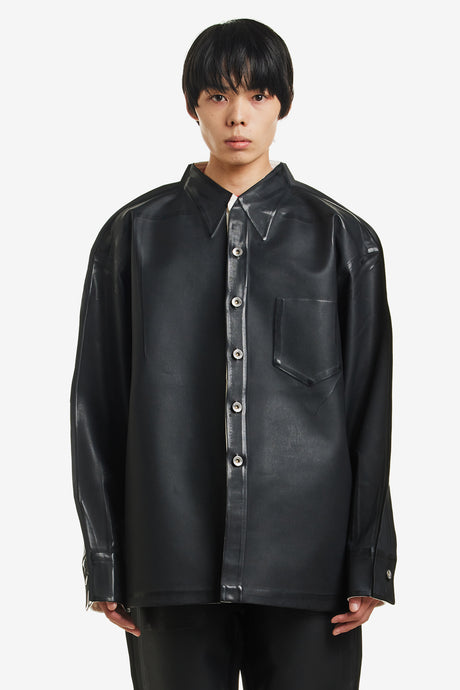 OVERPIRNTED PU LEATHER SQUARE SHIRT
