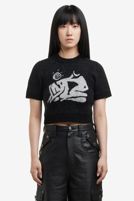 DAY CROP HALF SLEEVE MOHAIR TOP