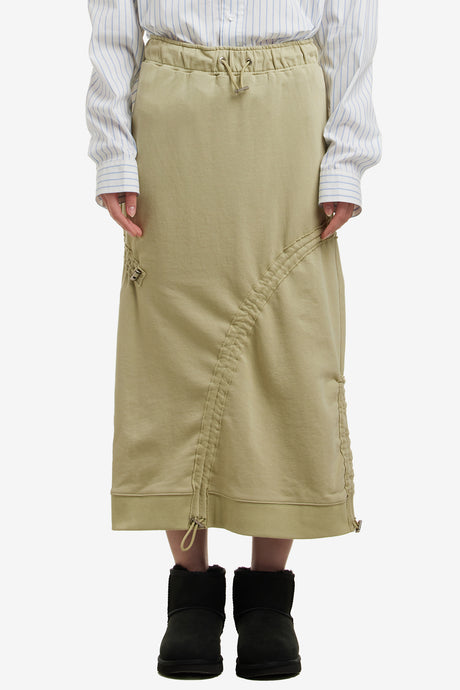 ADJUSTABLE SHIRRING MIDI SKIRT