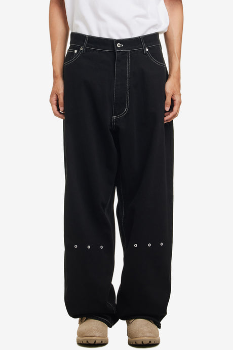 WIDE LEG EYELET JEANS