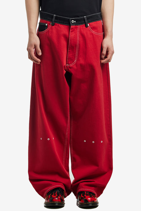 WIDE LEG EYELET JEANS