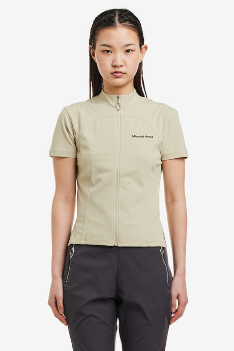 MOCK NECK ZIP UP SHORT SLEEVE