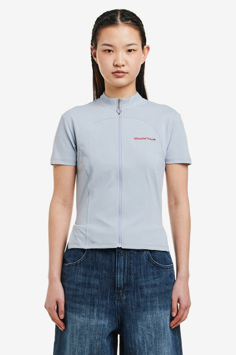 MOCK NECK ZIP UP SHORT SLEEVE