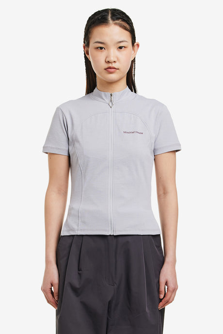 MOCK NECK ZIP UP SHORT SLEEVE