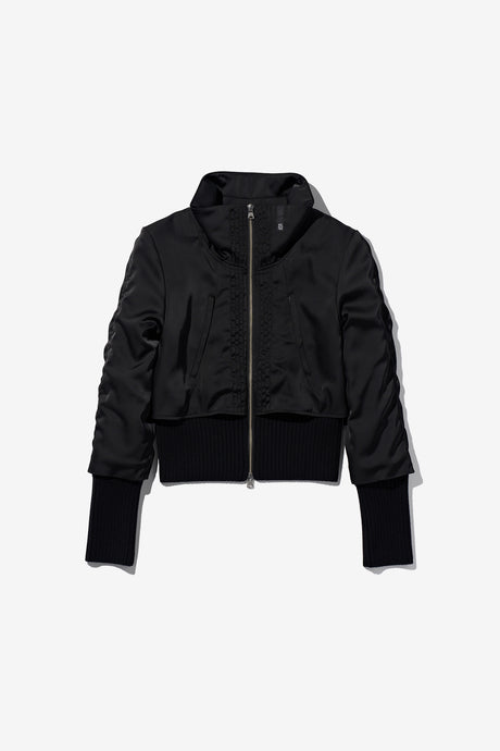 SATIN SHIRRING MOTO JACKET