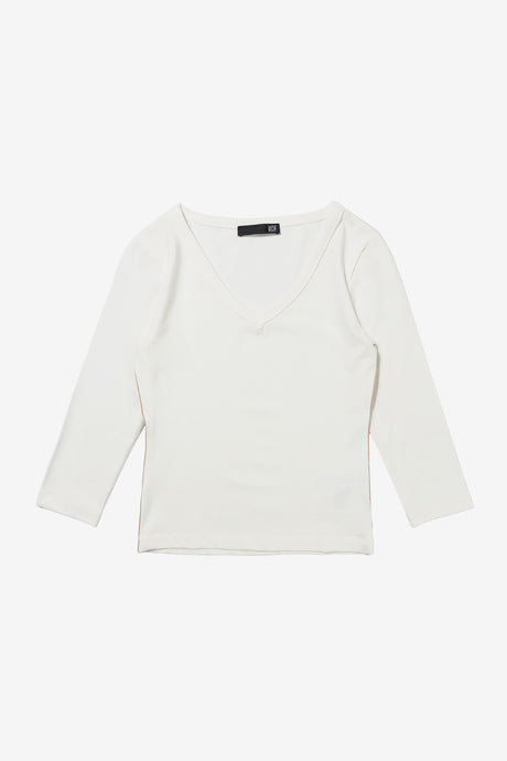 ESSENTIAL V-NECK 3-QUARTER TOP