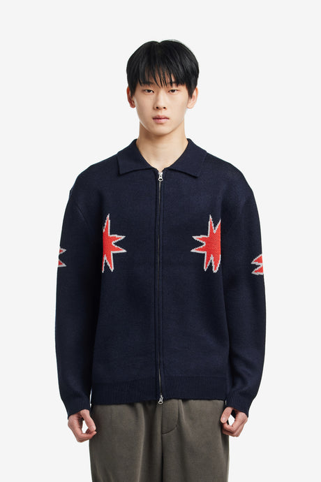 KIKI ZIP KNIT LONGSLEEVE POLO