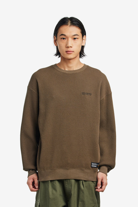 WAFFLE FABRIC CREWNECK LS-1
