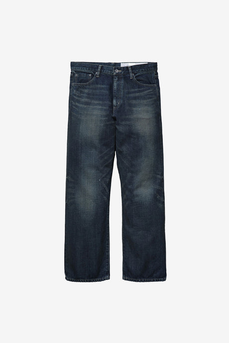 WASHED DENIM FULL CUT PANTS