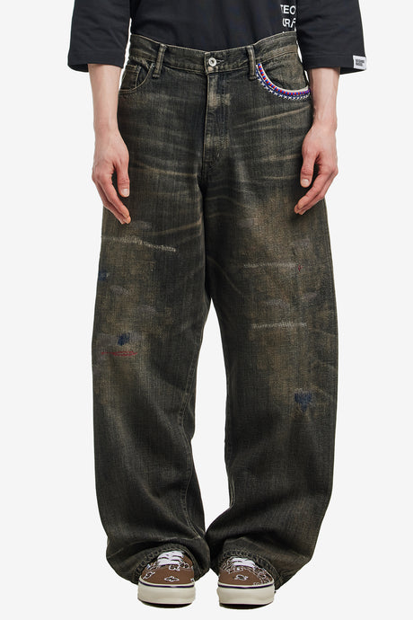 SAVAGE DENIM DP WIDE PANTS
