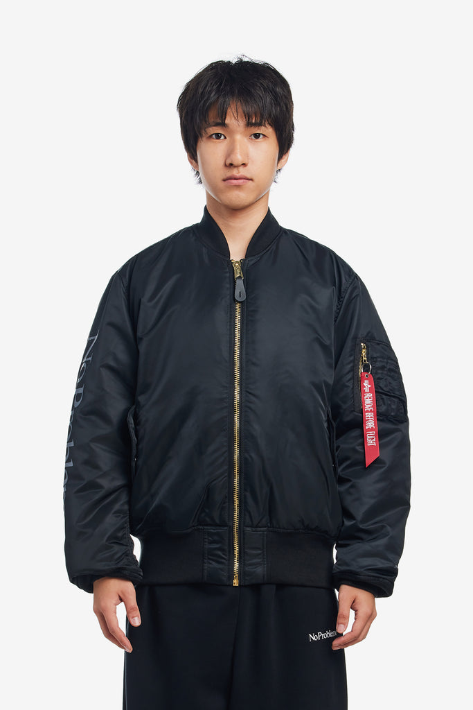 X ALPHA INDUSTRIES NO WAR MA-1 JACKET - WORKSOUT WORLDWIDE