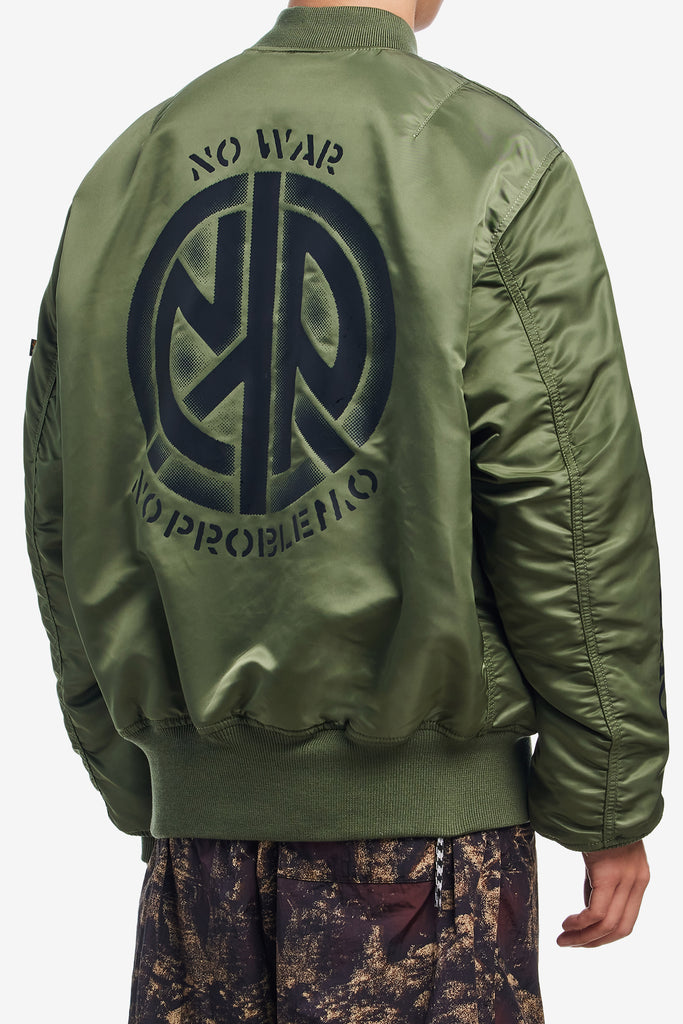 X ALPHA INDUSTRIES NO WAR MA-1 JACKET - WORKSOUT WORLDWIDE