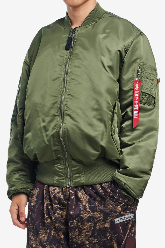X ALPHA INDUSTRIES NO WAR MA-1 JACKET - WORKSOUT WORLDWIDE