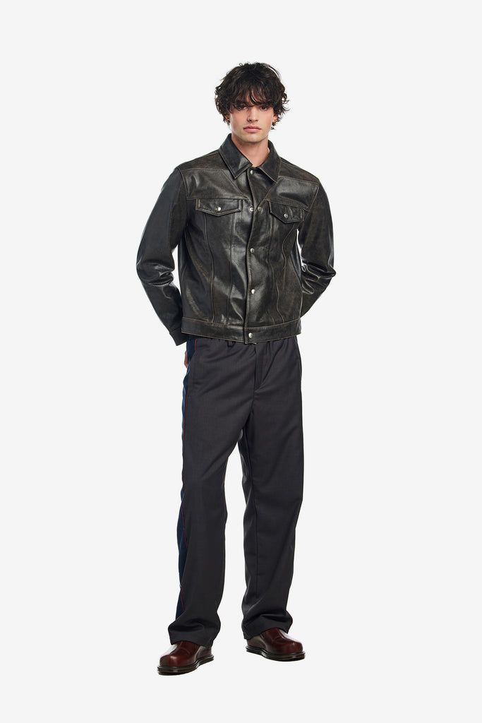 STAR LEATHER TRUCKER JACKET - WORKSOUT WORLDWIDE