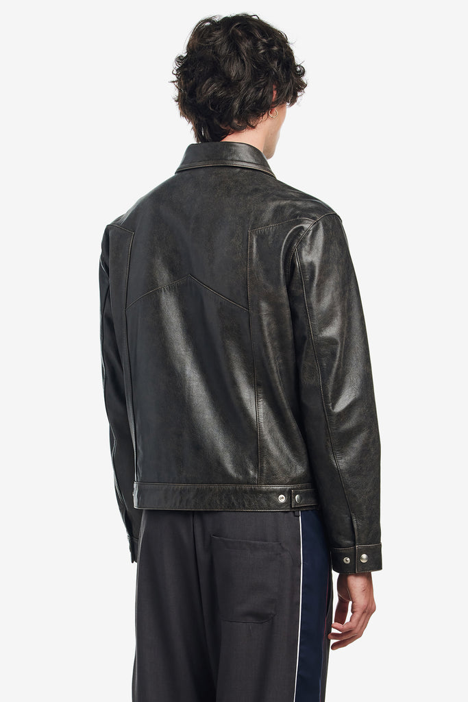 STAR LEATHER TRUCKER JACKET - WORKSOUT WORLDWIDE