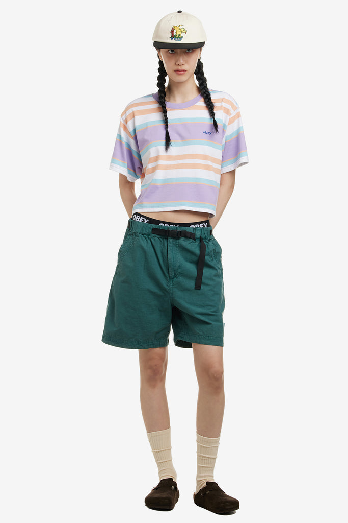 ARIELLA STRIPE CROPPED TEE SS - WORKSOUT WORLDWIDE