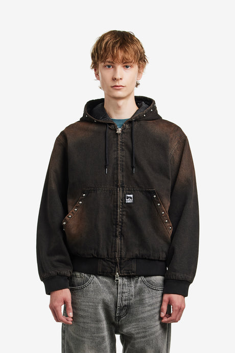 OBEY STUDDED ZIP UP JACKET