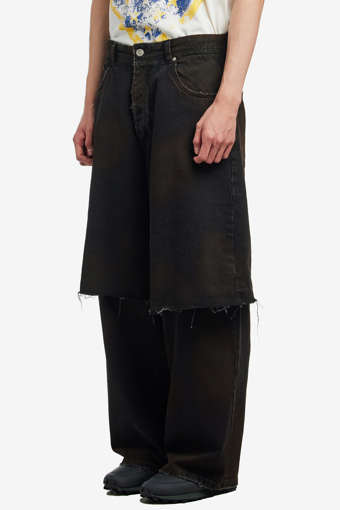 LAYERED BLACK DENIM TROUSERS - WORKSOUT WORLDWIDE