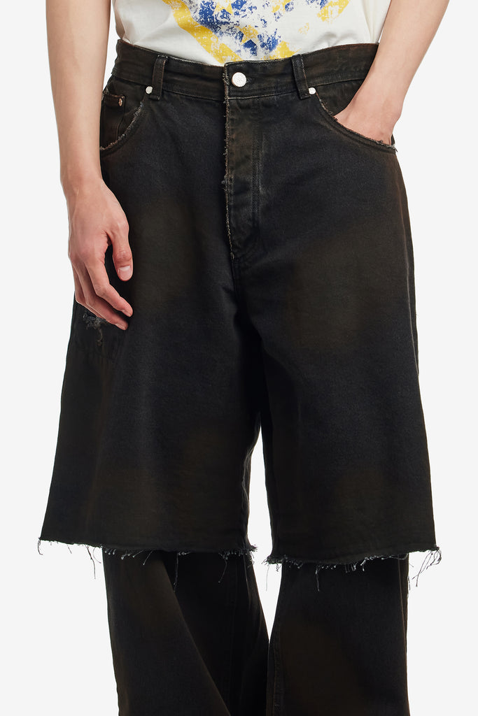 LAYERED BLACK DENIM TROUSERS - WORKSOUT WORLDWIDE