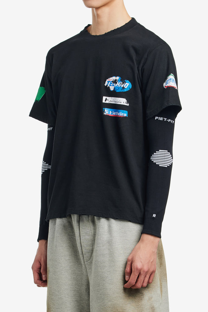 PIET F.C. KNITTED SLEEVE T-SHIRT - WORKSOUT WORLDWIDE