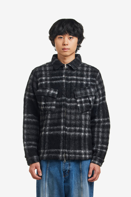 CHECKED WOOL SHIRT JACKET