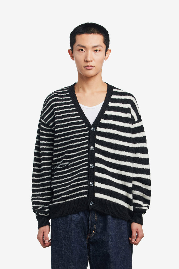 MOHAIR STRIPED KNITTED CARDIGAN - WORKSOUT WORLDWIDE