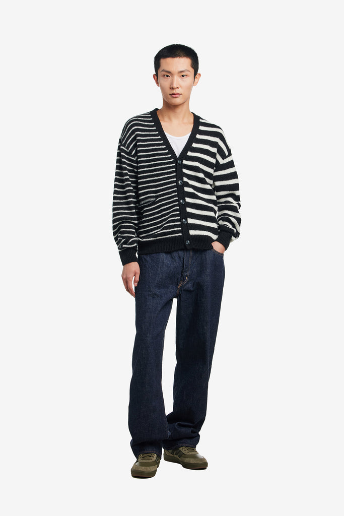 MOHAIR STRIPED KNITTED CARDIGAN - WORKSOUT WORLDWIDE