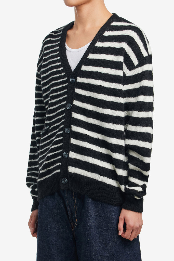 MOHAIR STRIPED KNITTED CARDIGAN - WORKSOUT WORLDWIDE