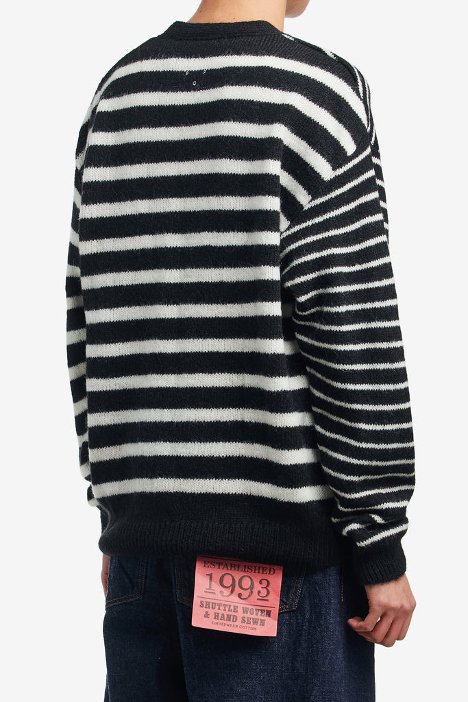 MOHAIR STRIPED KNITTED CARDIGAN - WORKSOUT WORLDWIDE