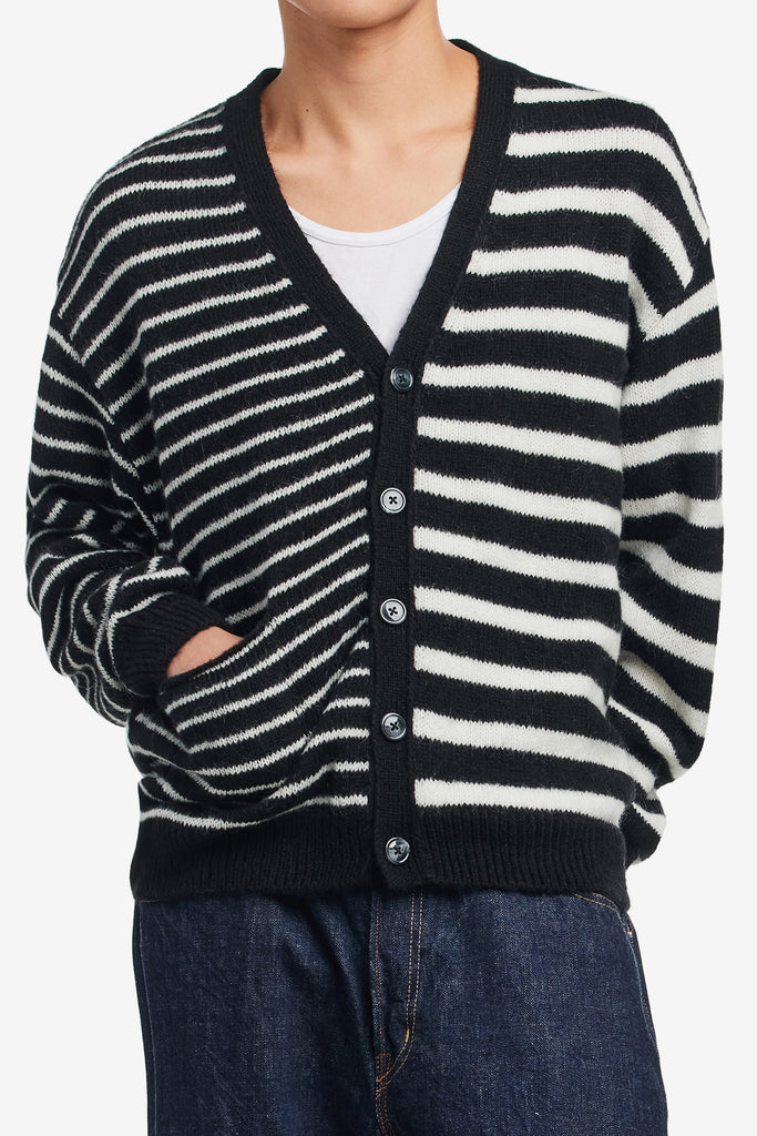 MOHAIR STRIPED KNITTED CARDIGAN - WORKSOUT WORLDWIDE