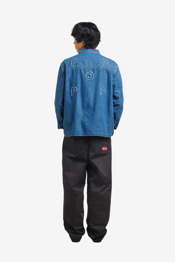 APPLIQUE LOGO DENIM SHIRT - WORKSOUT WORLDWIDE