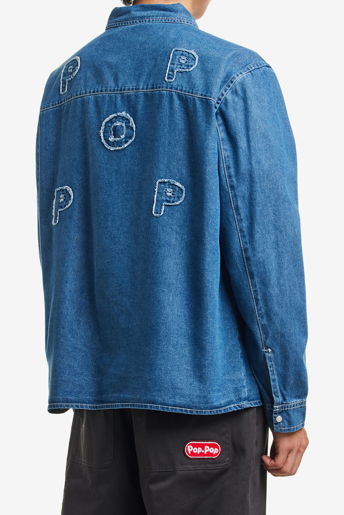APPLIQUE LOGO DENIM SHIRT - WORKSOUT WORLDWIDE