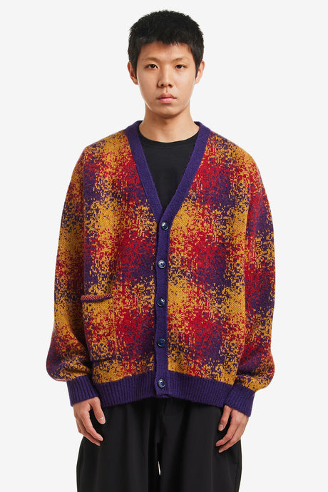 BLURRED CHECKED MOHAIR CARDIGAN