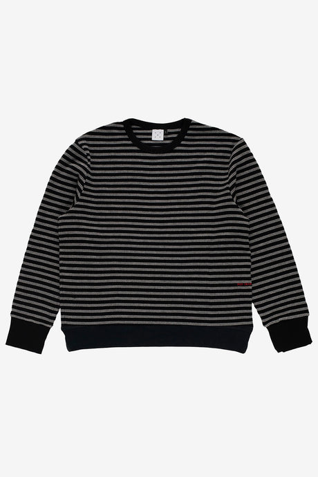 STRIPED WAFFLE CREWNECK