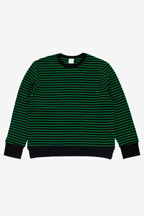 STRIPED WAFFLE CREWNECK